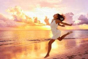 Joyful girl running