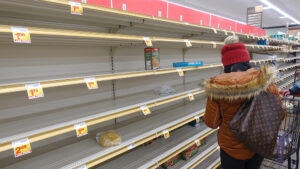 Coronavirus Empty Short Shelves Woman Shop